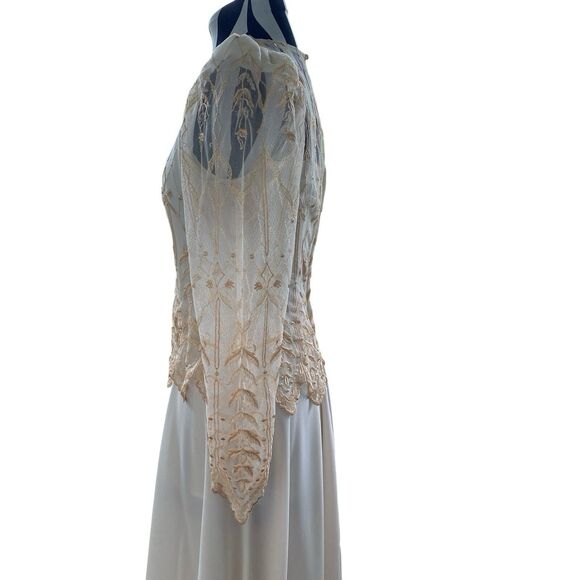 Vtg Cachet By Bari Protas Champagne Ivory Lace Maxi Dress 5 6 Victorian Wedding - Picture 14 of 15